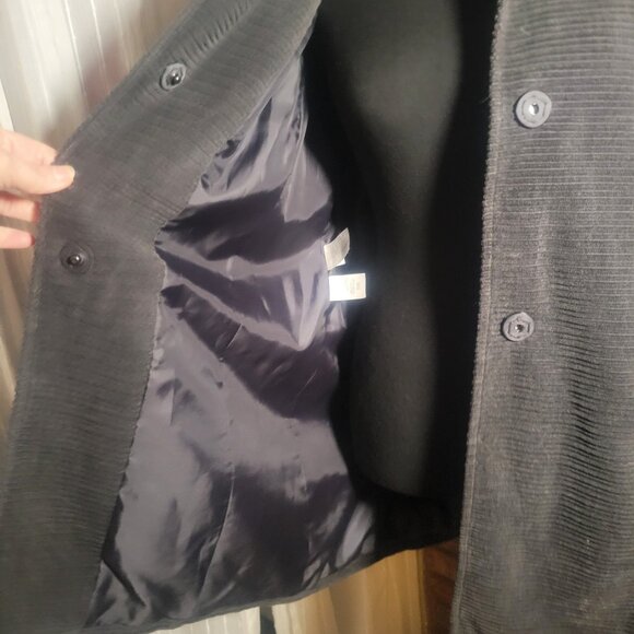 Jones New York Signature Corduroy Gray Button-Up Women's Peacoat - Size S - Picture 11 of 15